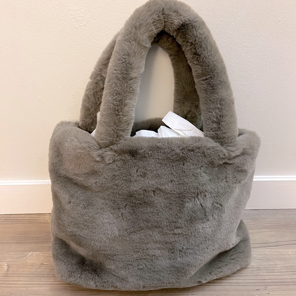 Grey Faux Fur Bag
